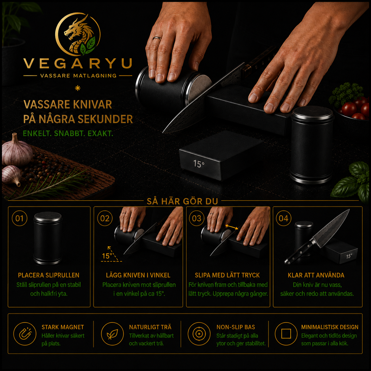 Togi Dōgu (研ぎ道具) Svart- Den Ultimata knivslipen för hemmakocken med 2st Vinklar